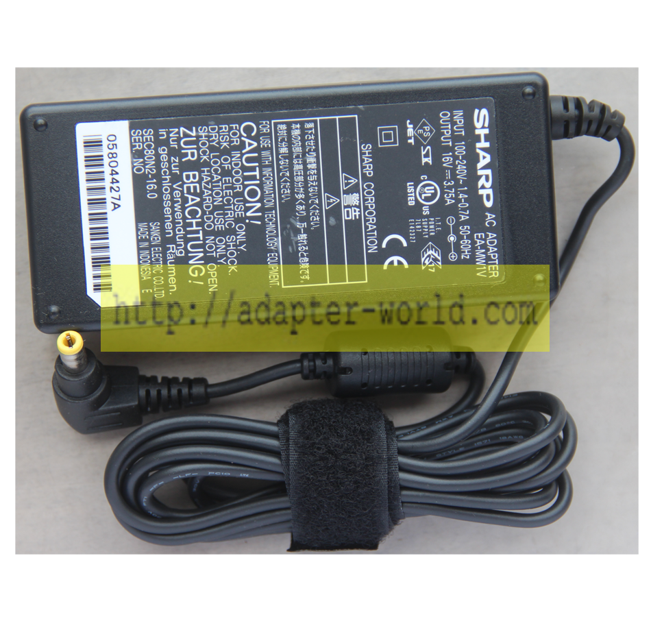 *Brand NEW*DC16V 3.75A (100W) EAMW1V SHARP AC DC Adapter POWER SUPPLY